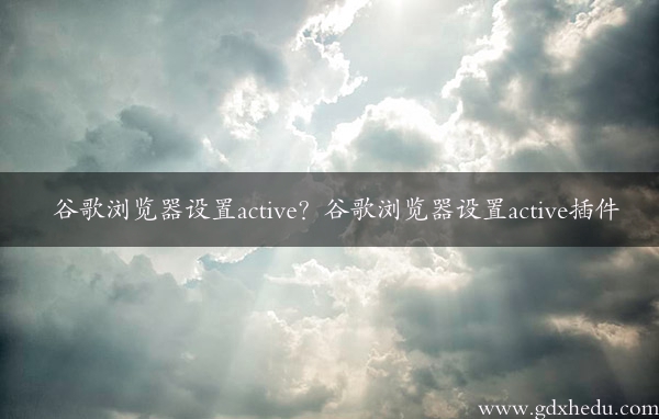 谷歌浏览器设置active？谷歌浏览器设置active插件