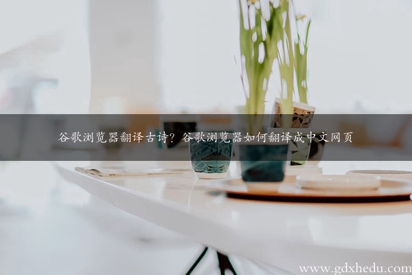谷歌浏览器翻译古诗？谷歌浏览器如何翻译成中文网页