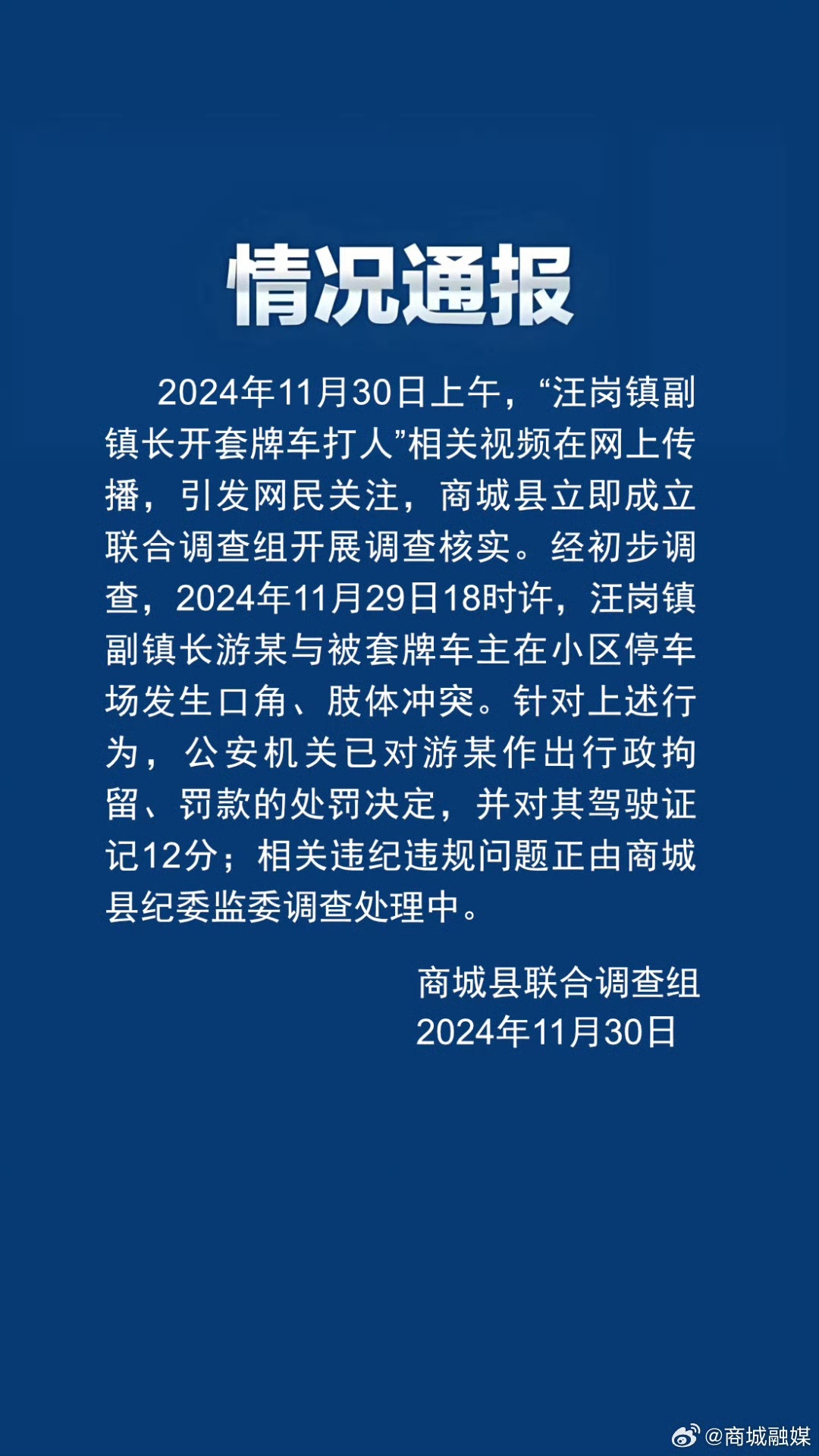 河南信阳副镇长套车牌打人事件引发关注，联合调查组介入调查  第2张