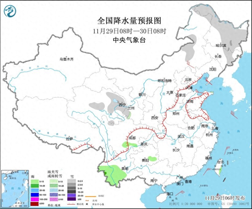 中央气象台发布最新天气预报：黑龙江等地降雪明显，长江以北风力大  第1张