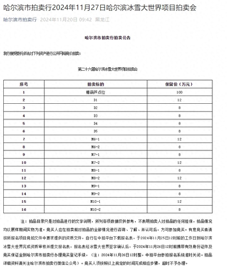 哈尔滨冰雪大世界糖葫芦摊位竞拍引发热议，起拍价100万引关注  第1张