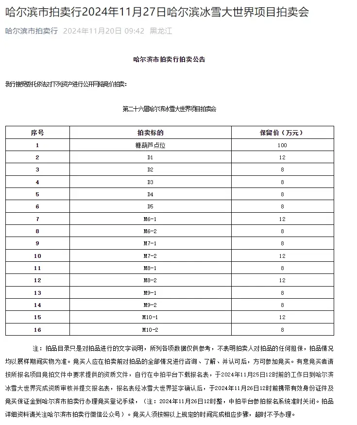 哈尔滨冰雪大世界糖葫芦摊位竞拍引发热议，起拍价100万  第1张