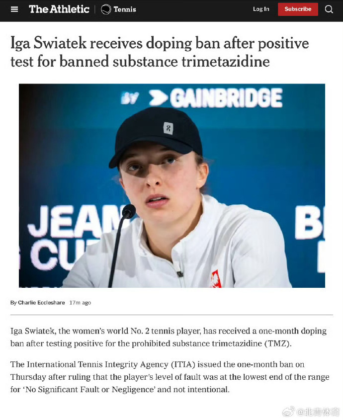 网球女单世界第二斯瓦泰克因服用违禁物质被禁赛一个月，将参加澳大利亚网球公开赛  第2张