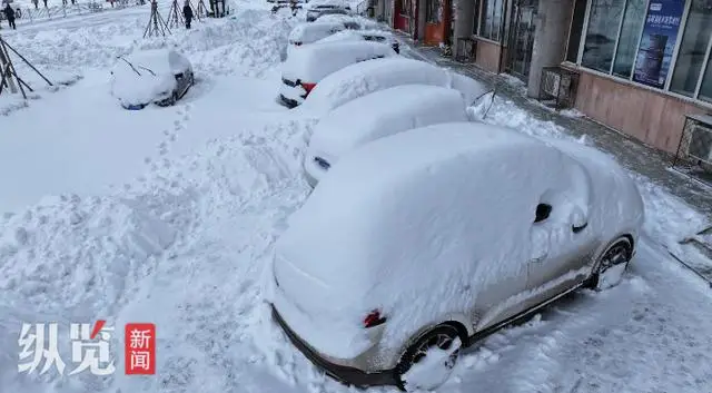 黑龙江鹤岗市遭遇特大暴雪，市区积雪深度达49厘米，全市交通和教育受影响  第1张