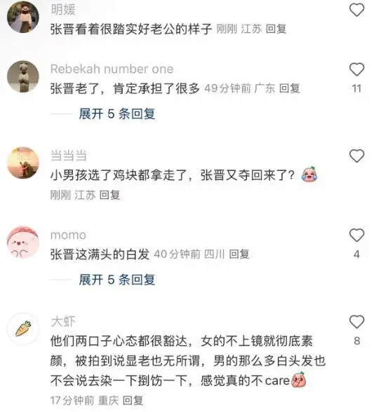 蔡少芬张晋带娃香港迪士尼游玩，50岁张晋白发显老，夫妻接地气无明星包袱  第6张