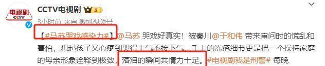 我是刑警开播即爆，马苏哭戏感染力十足，良心好剧引爆观众共鸣  第3张