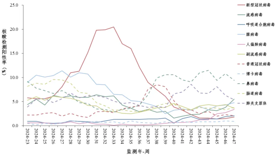 2024年第47周全国急性呼吸道传染病哨点监测结果分析  第4张