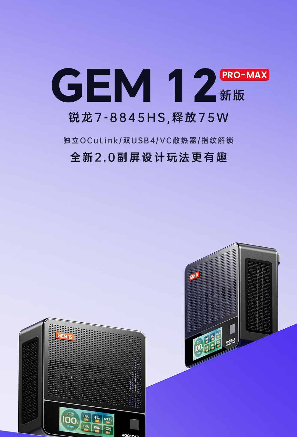 天钡推出新款GEM12 Pro Max迷你主机，新增USB4接口与DC供电口，12月11日开售  第2张